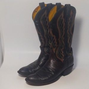 Tony Lama Teju Lizard cowboy boots vintage size 8